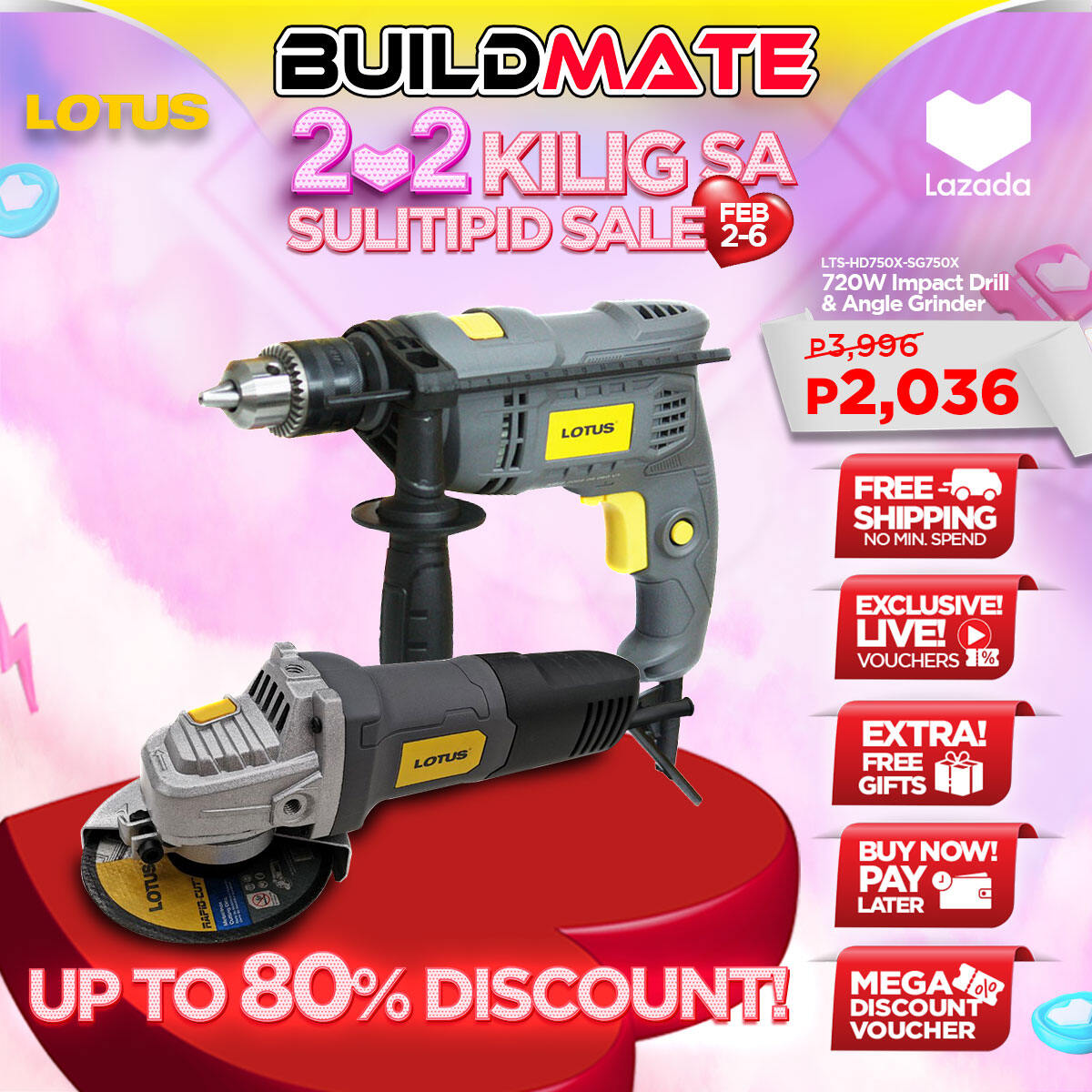 LOTUS TATAK POGI Impact Hammer Drill & Angle Grinder