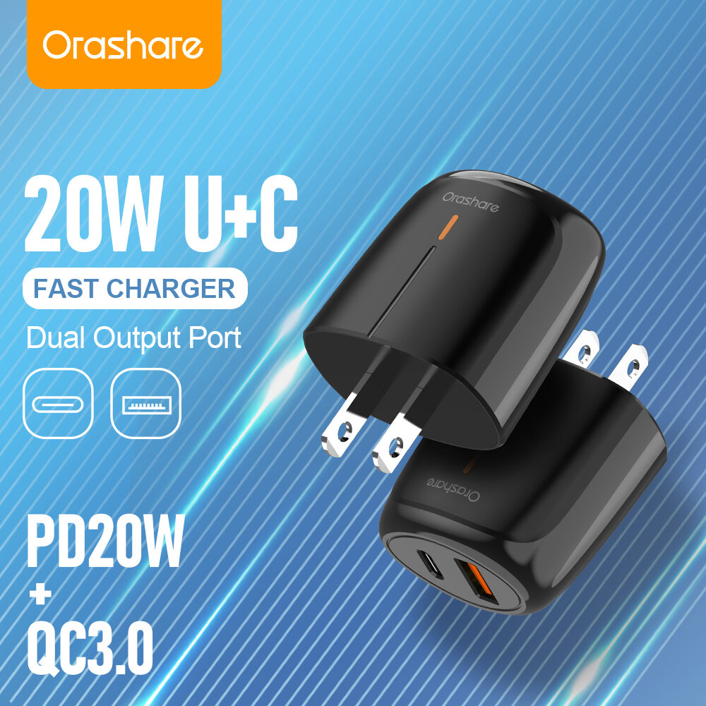 Orashare C20 PD 20W Dual Port Charger for iPh 15