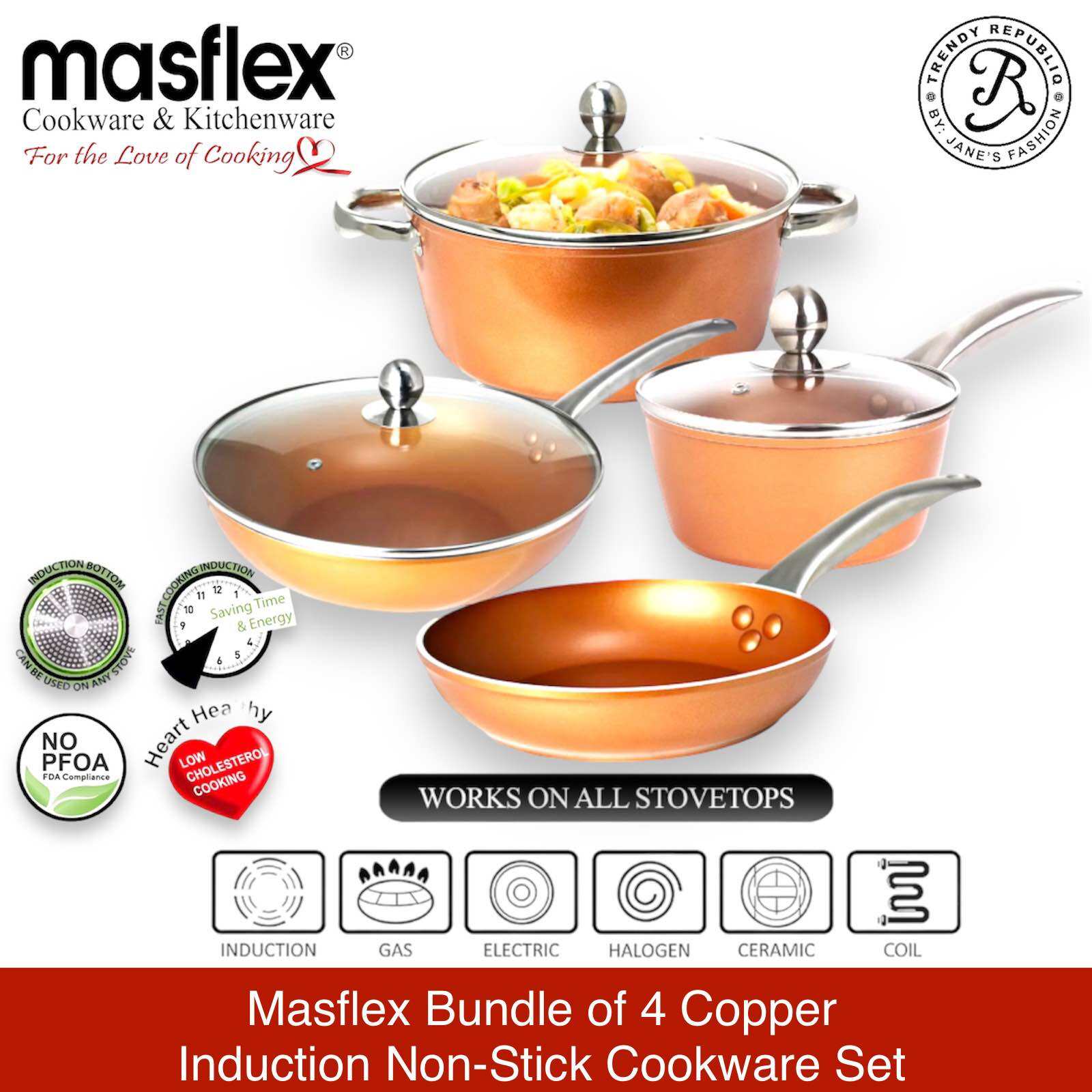 Masflex 7-Piece Copper Cookware Set