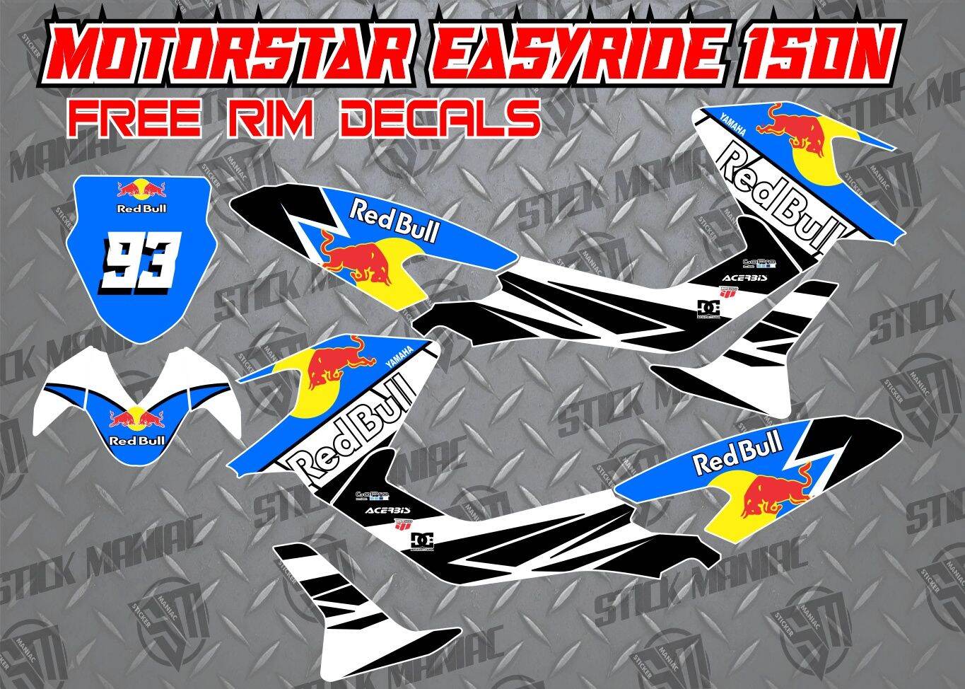 Motorstar Easyride 150n full body decals, free rim decals Lazada PH