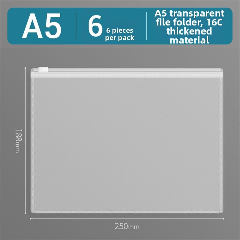 Matte Plastic Zipper Document Bag Waterproof Storage Pouch for Documents Exams Pens A4 A5 A6 Size Business Supplies