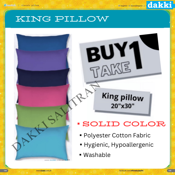 BUY 1 TAKE 1 DAKKI KING PILLOW 20x30 SOLID Color