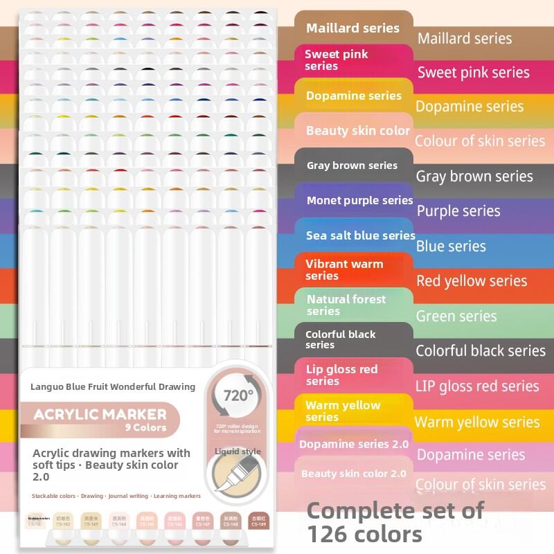Languo | Water-based Acrylic Markers Washable Soft Head 81 Colors Drawing Pens