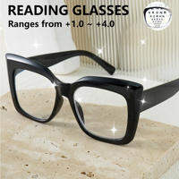 Fashionable Cat Eye Reading Glasses for Women Men Large Frame Presbyopia Eyewear for Home Travel Party
