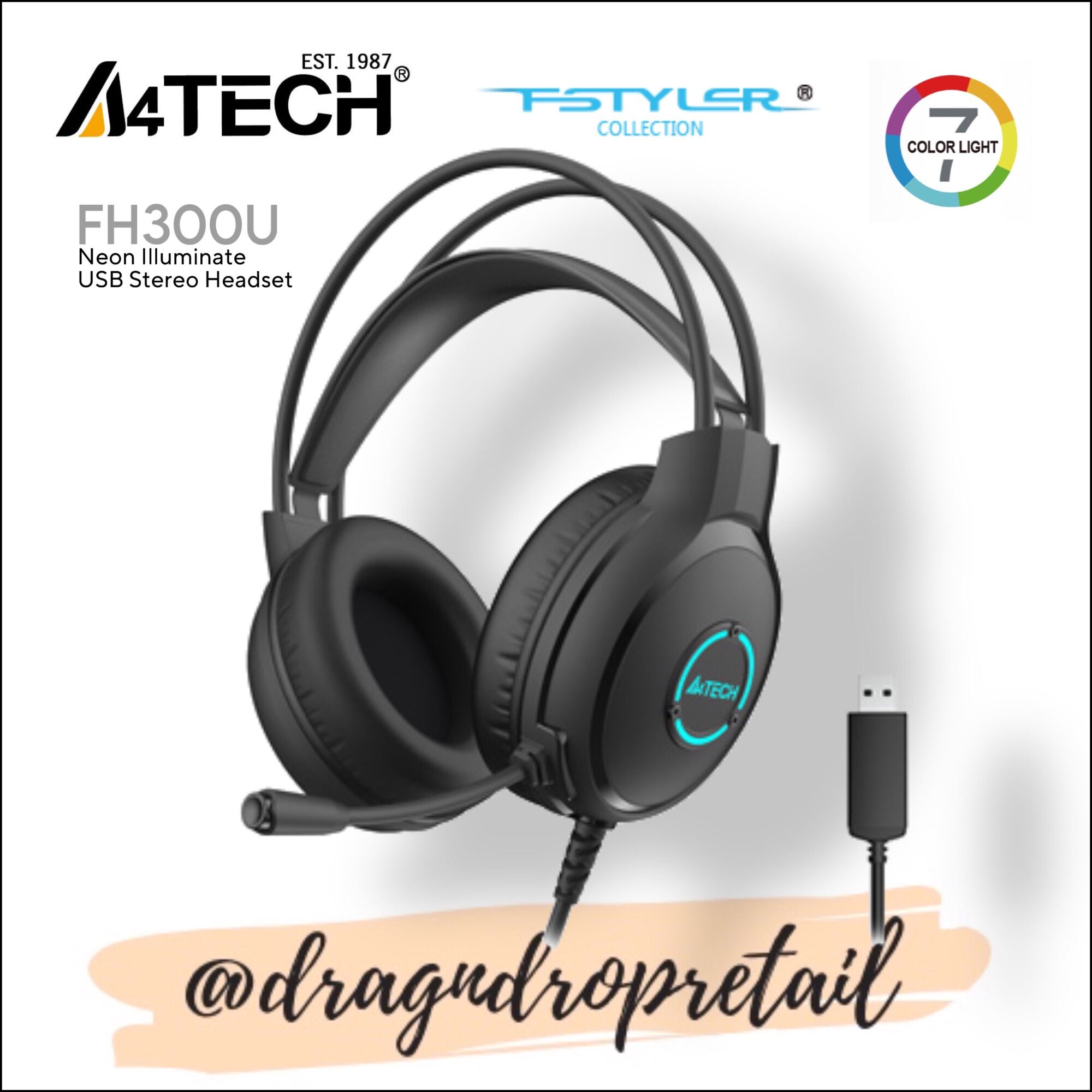 A4TECH FH300U Neon Stereo Noise Cancelling USB Headset