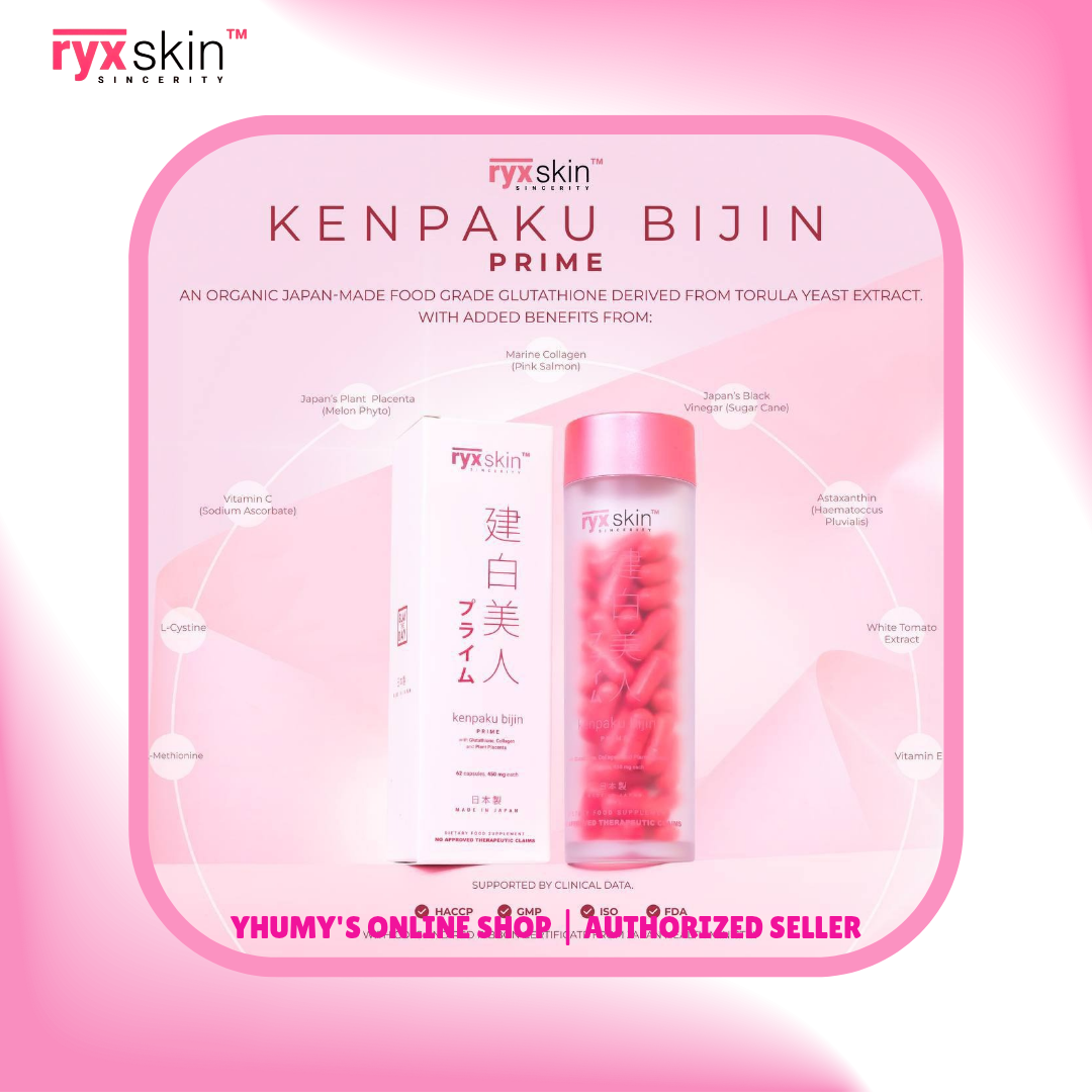 RyxSkin Kenpaku Bijin Prime 450mg  62 capsuLes with GLutathione | CoLLagen  and PLant PLacenta | Lazada PH
