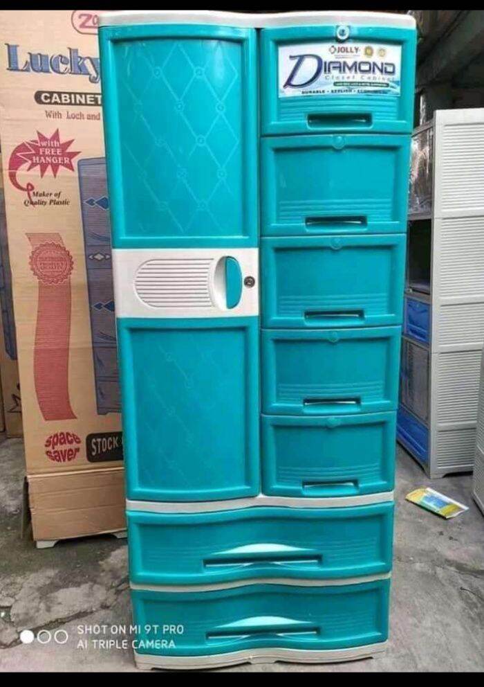 Diamond Closet Cabinet with 2 Big Drawer - Jolly Plastic