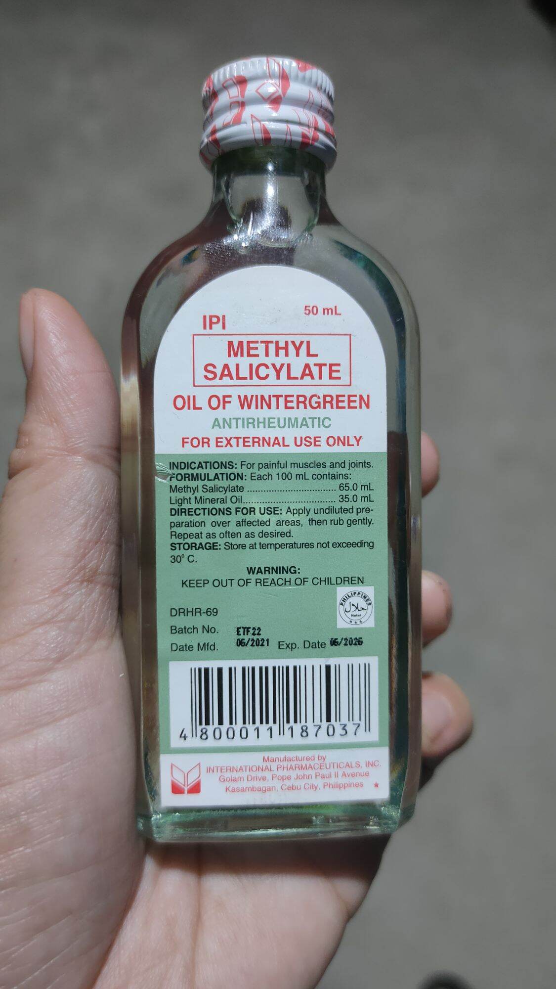 IPI Oil of winter green Methyl Salicylate 50ml(for muscle pain and joints) comes with new