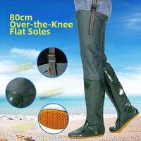 Thickened One-Piece Wading Pants Fishing Boots High-Cut Rain Boots Knee-High Waterproof Shoes for Men And Women Fishing And Rice Planting Boots