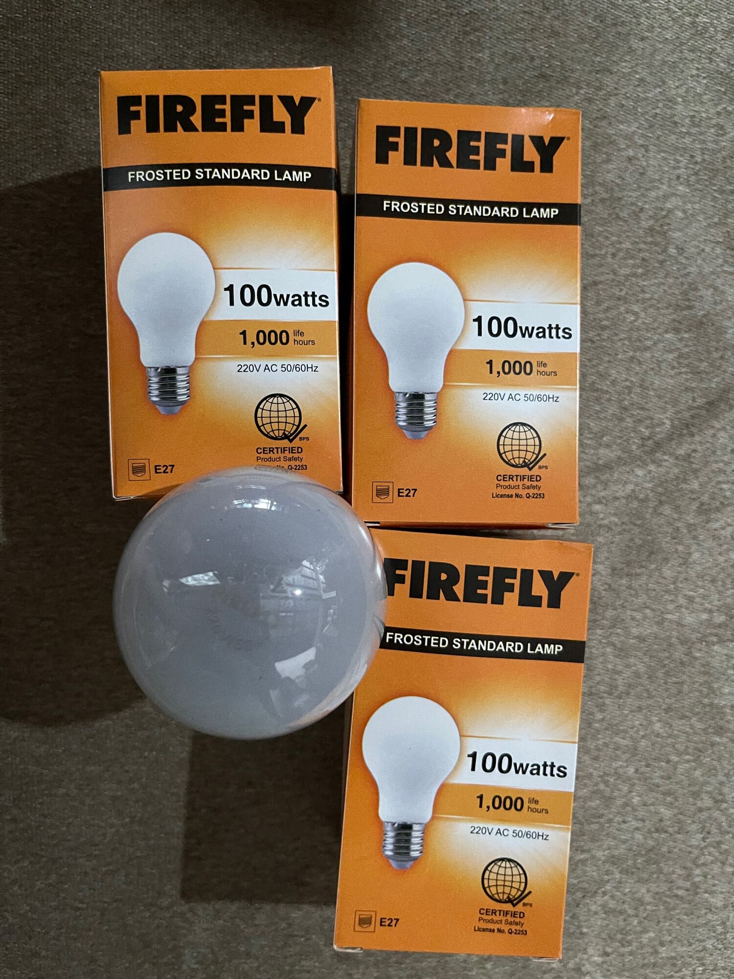 Firefly Frosted standard Lamp Incandescent 25W, 40W, 60watts ,100w(220V AC50/60Hz). 