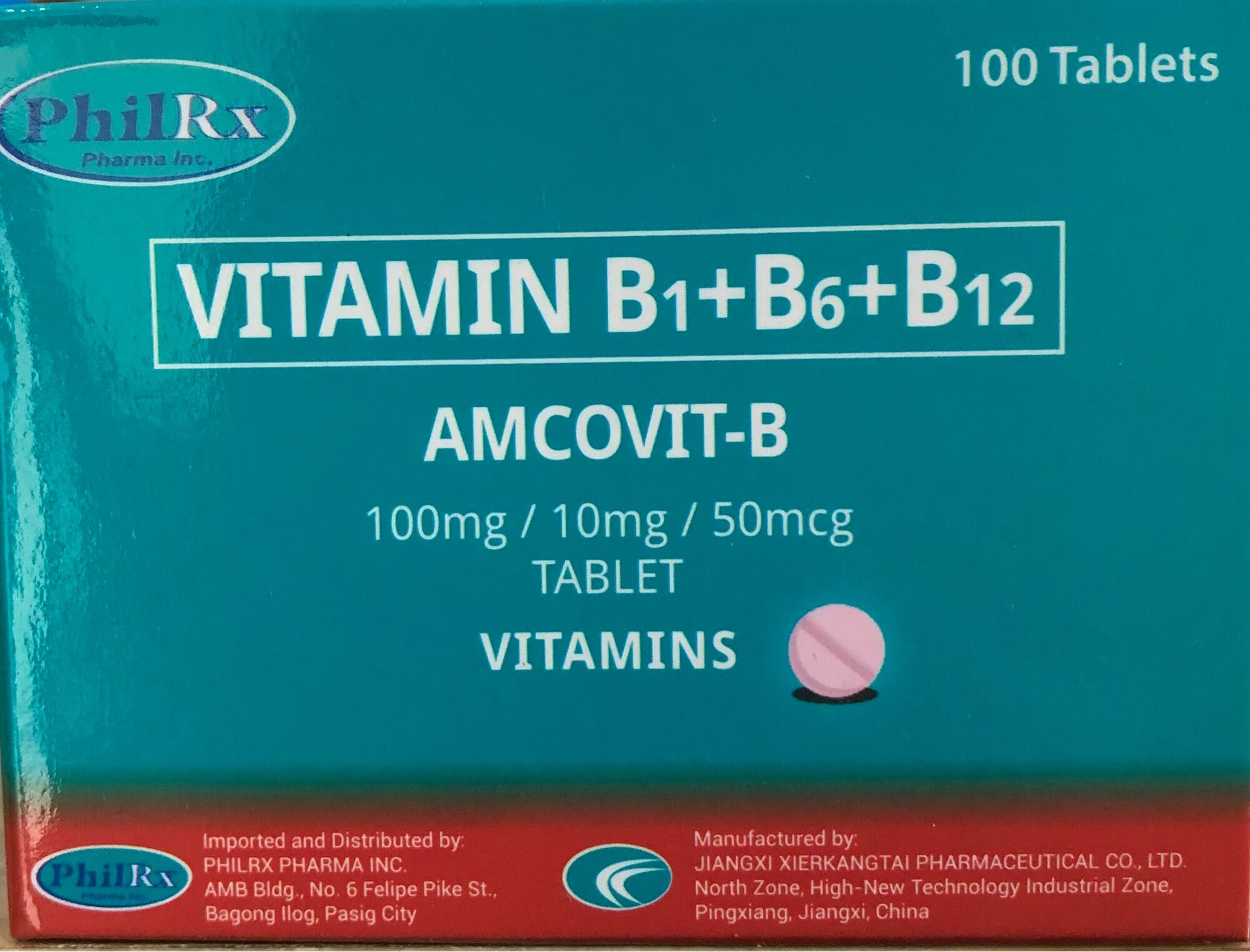 AmcovitB Vitamin B1+B6+B12 100Tablets/Box Lazada PH