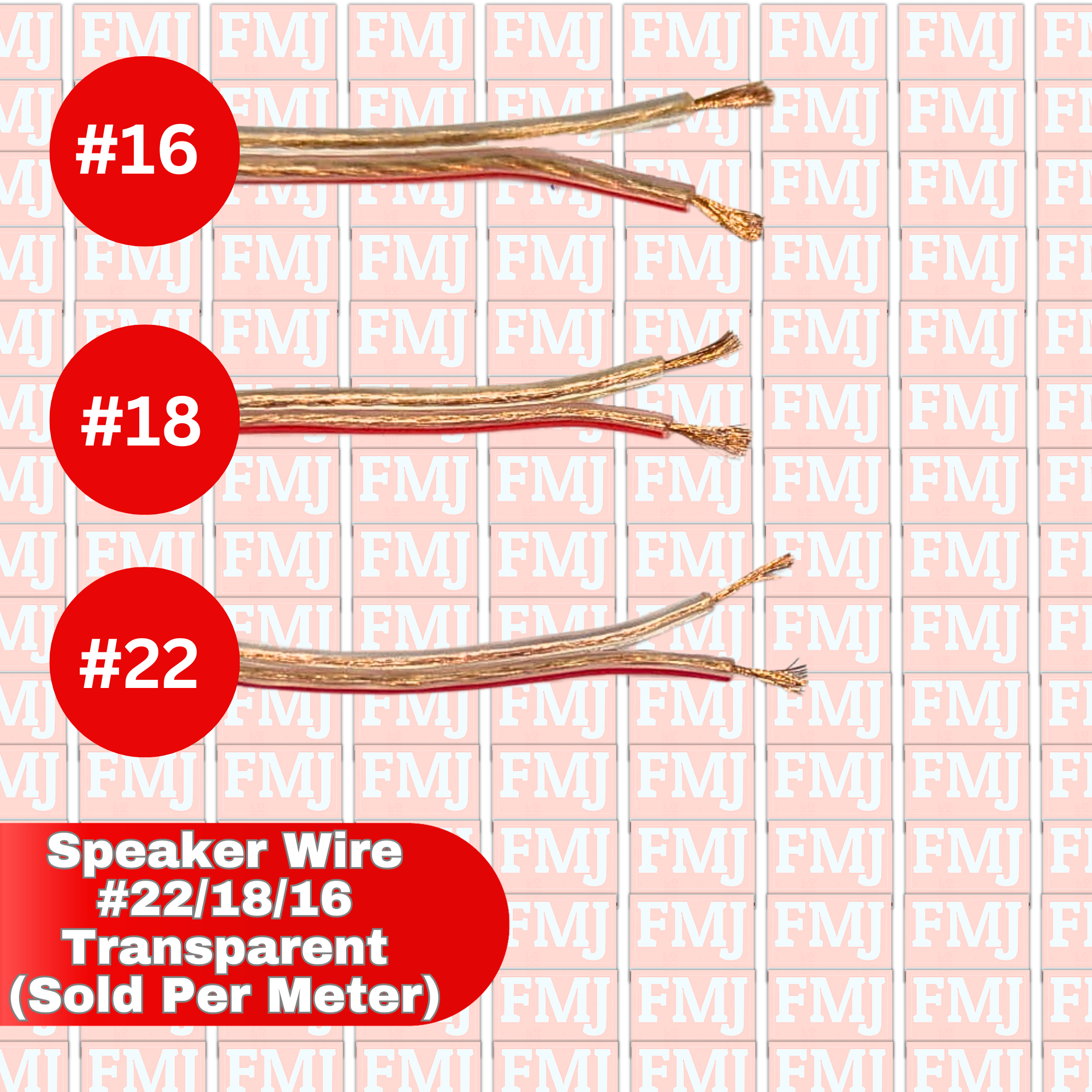 FMJ Original Speaker Wire - Heavy Duty Copper, Transparent