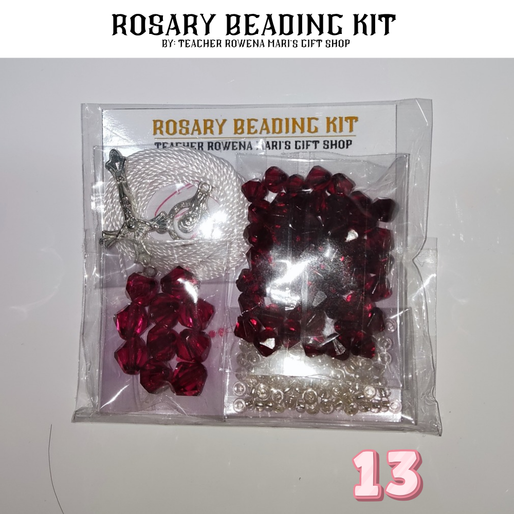 Teacher Rowena Mari | DIY ROSARY BEADING KIT #13 - Red Diamond Beads