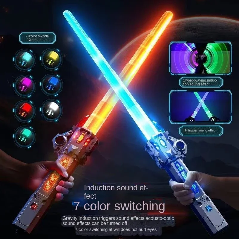 Star Wars Lightsaber Sound Effect Flash Stick Laser Double Sword Toy Flashing Props Gift With Sound