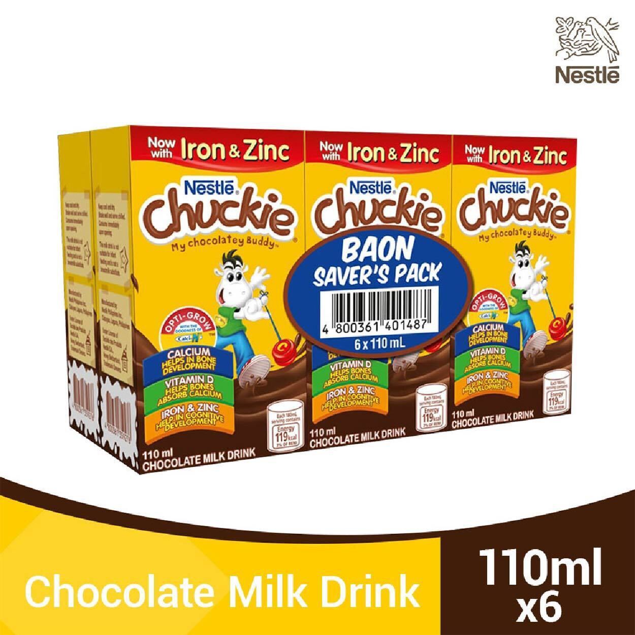 Nestle Chuckie Chocolate Milk Drink Baon Savers Pack 6x110ml