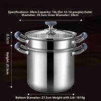 UKR | Thick Stainless Steel Cooking Pot Suitable for Induction Cookers and Gas Stoves Large Capacity