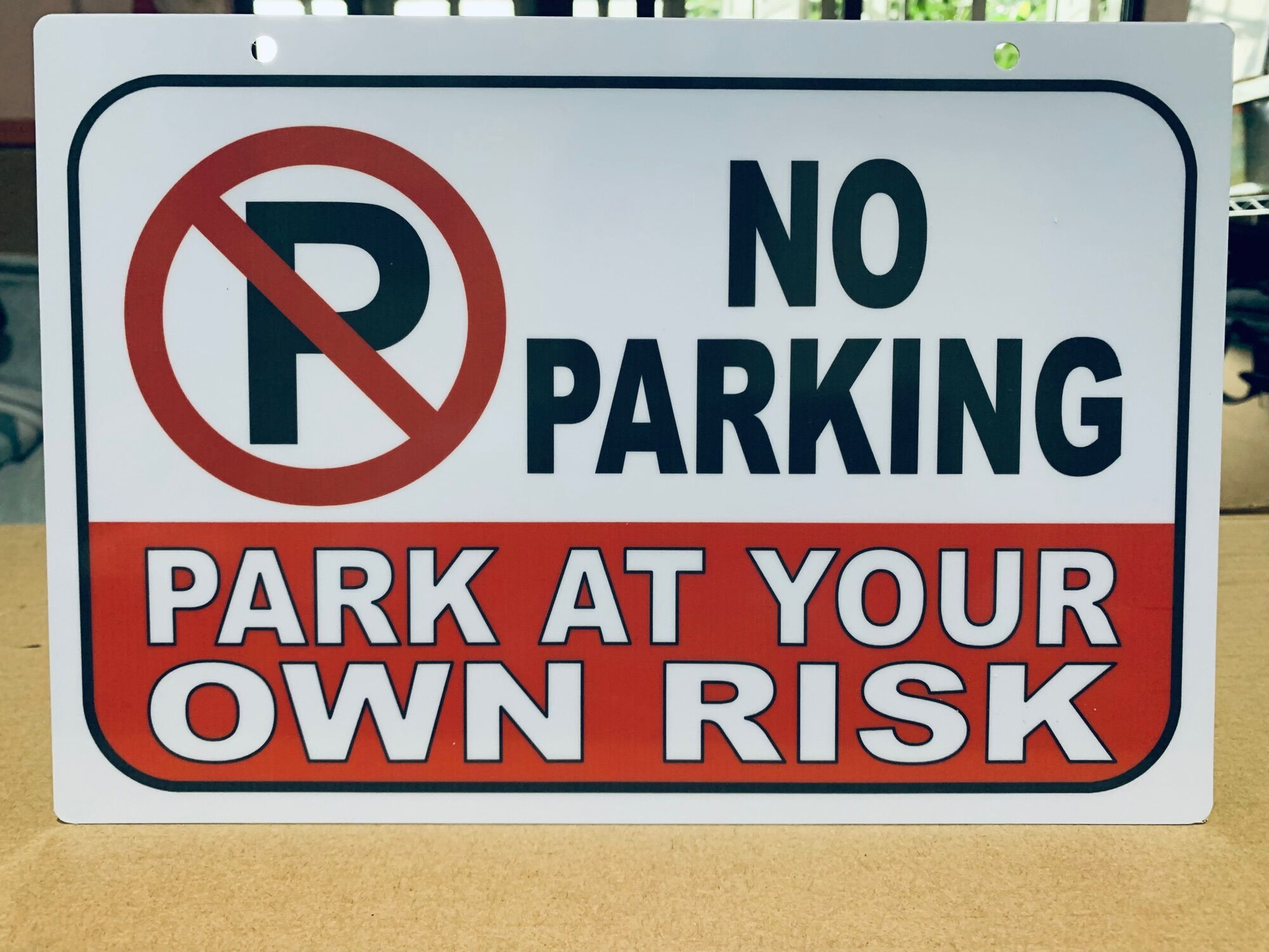 At Risk Signage No Parking Park At Your Own Risk PVC Signage 7.8x11 inches | Lazada PH