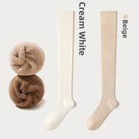 B&C.Room | Thickened Fleece Womens Over-Knee High Socks Warm Cotton Bamboo Pure Color Winter Compression Slimming Black Long Tube Socks