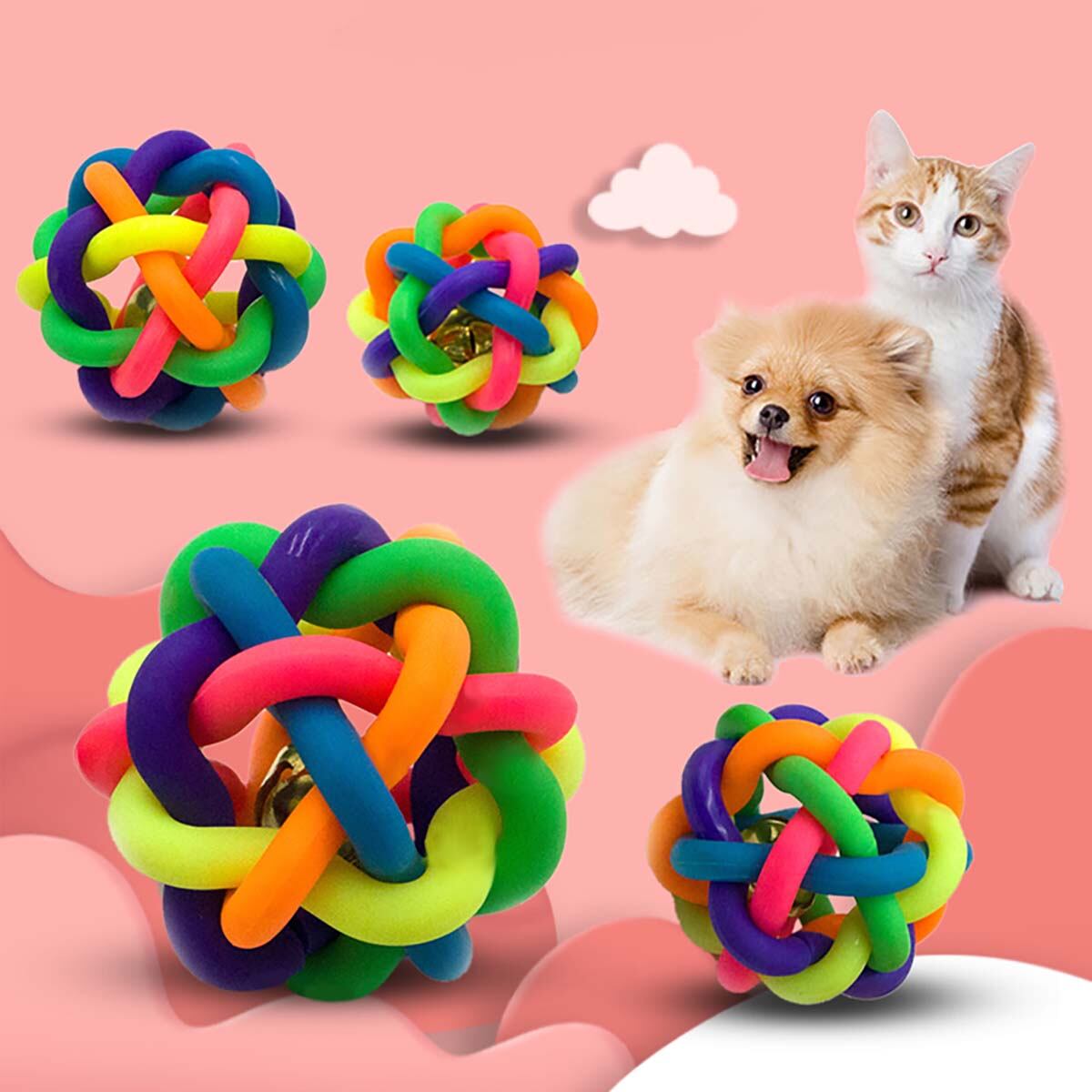 2 PCs PVC Material Colorful Bell Toy Ball Pet Cat Dog Interactive Toy. 