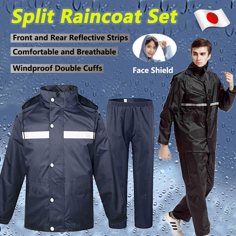 Split Raincoat Set for Motorcycle Riders, Waterproof and Reflective