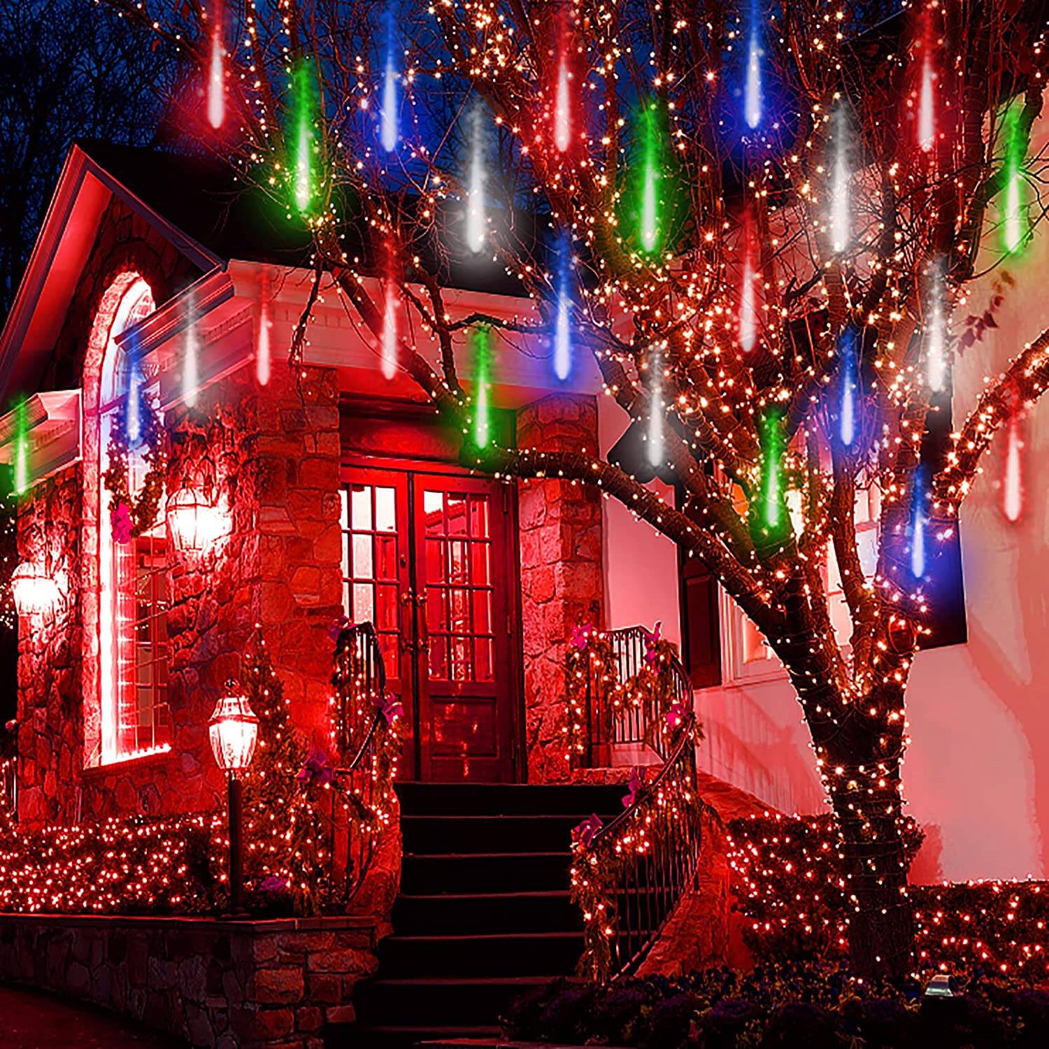 solar shower christmas lights