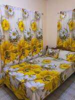 GRH Beddings 3in1 ″SUNFLOWER″ 4Corner Garteized High Quality Premium Cannadian Cotton Bed Sheet Collection (1 Fitted Bedsheet With 2 Pillow Case) Single/Double/Family/Queen/King
