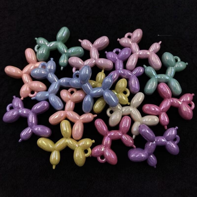 Chalk Pastel Rainbow Dog Shape Balloon Jewelry Beads 37mm 165grams for Crafting and Jewelry Making