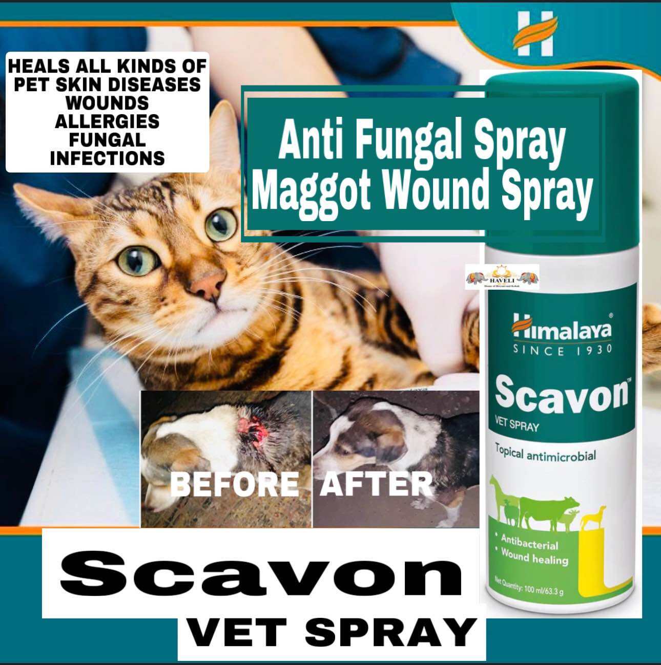 Himalaya Scavon Vet Spray - Wound & Allergy Relief