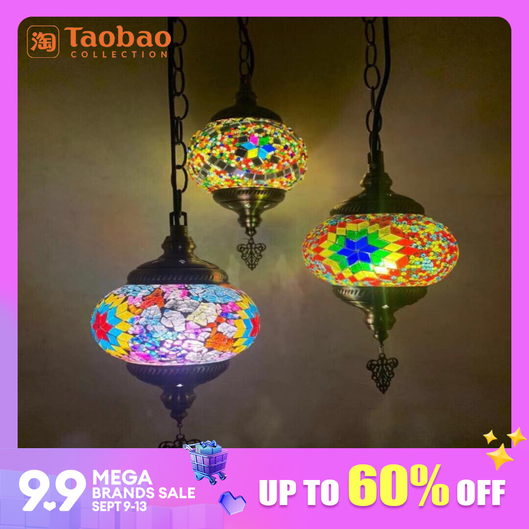 Handmade Turkish Mosaic Lamp for Cafe or Restaurant Decor