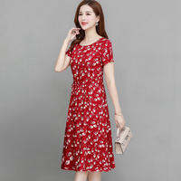 QIAOXIZI | Plus Size Floral Maxi Dress for Women Short Sleeve High Waist A Line Summer Dress Loose Fit Comfortable Polyester Dress for Middle Aged Women