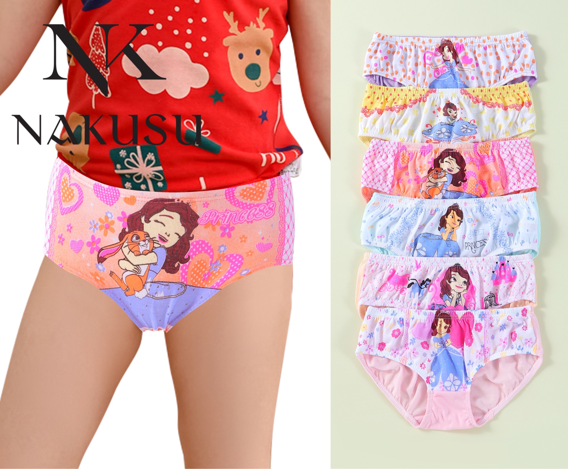 Poposy 12Pieces Fashion Girl's Underwear Cotton Cartoon Character Panties  Panty Underpants Princess 10-14yrs