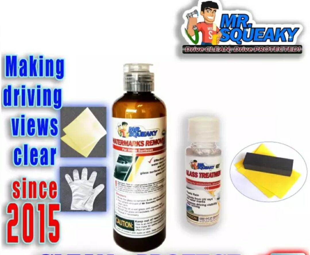COMBO Mr. Squeaky Watermarks remover AND Glass Treatment ; Clean and