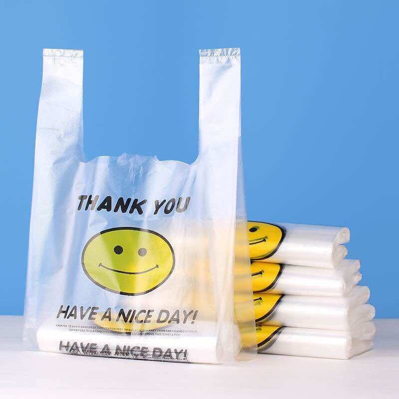 40pcs Transparent Clear Bag Thank You Printed Plastic Bag Smile Face Plastic Bag Sando Bag