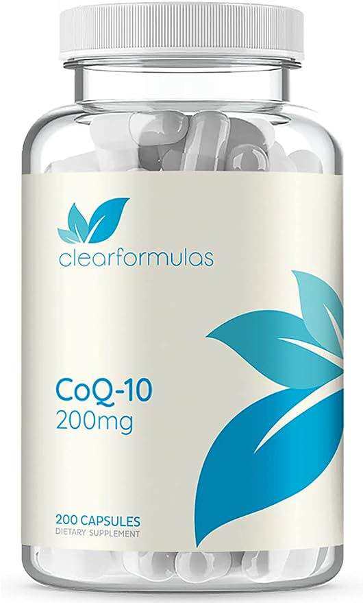 Clear Formulas CoQ10 200mg 200 Capsules Quick Absorption Non-GMO Expiration Date:April 2026.. 