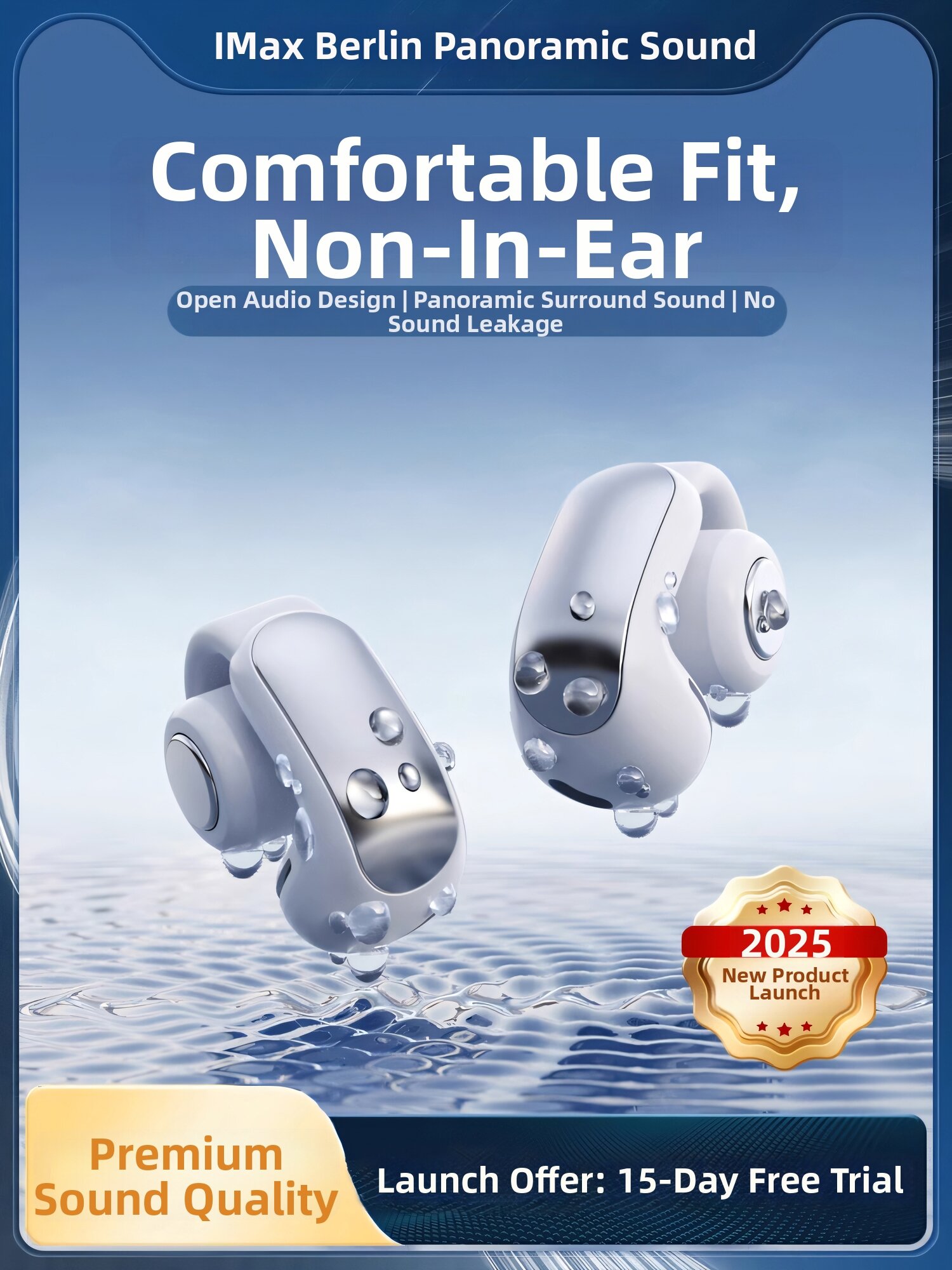 Clip-on Wireless Bone Conduction Open-ear Noise Reduction Sport Translation Bluetooth Headphones