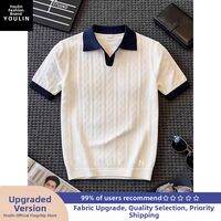 YOULIN | Elegant Cool Feel Knit Stripe Polo Shirt