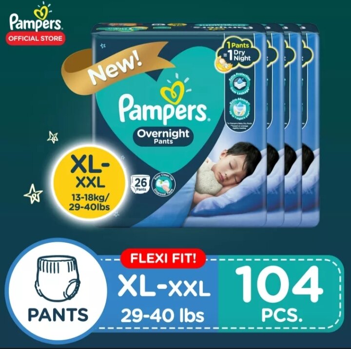 Pampers Overnight Diaper Pants XL-XXL 26's x 4pack (104 pcs) | Lazada PH