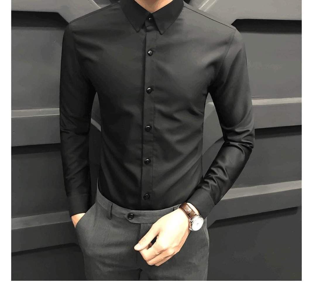 HUILISHI Long Sleeve Formal/Business Polo For Men Plain Cotton Colors Size  S To XL #58100