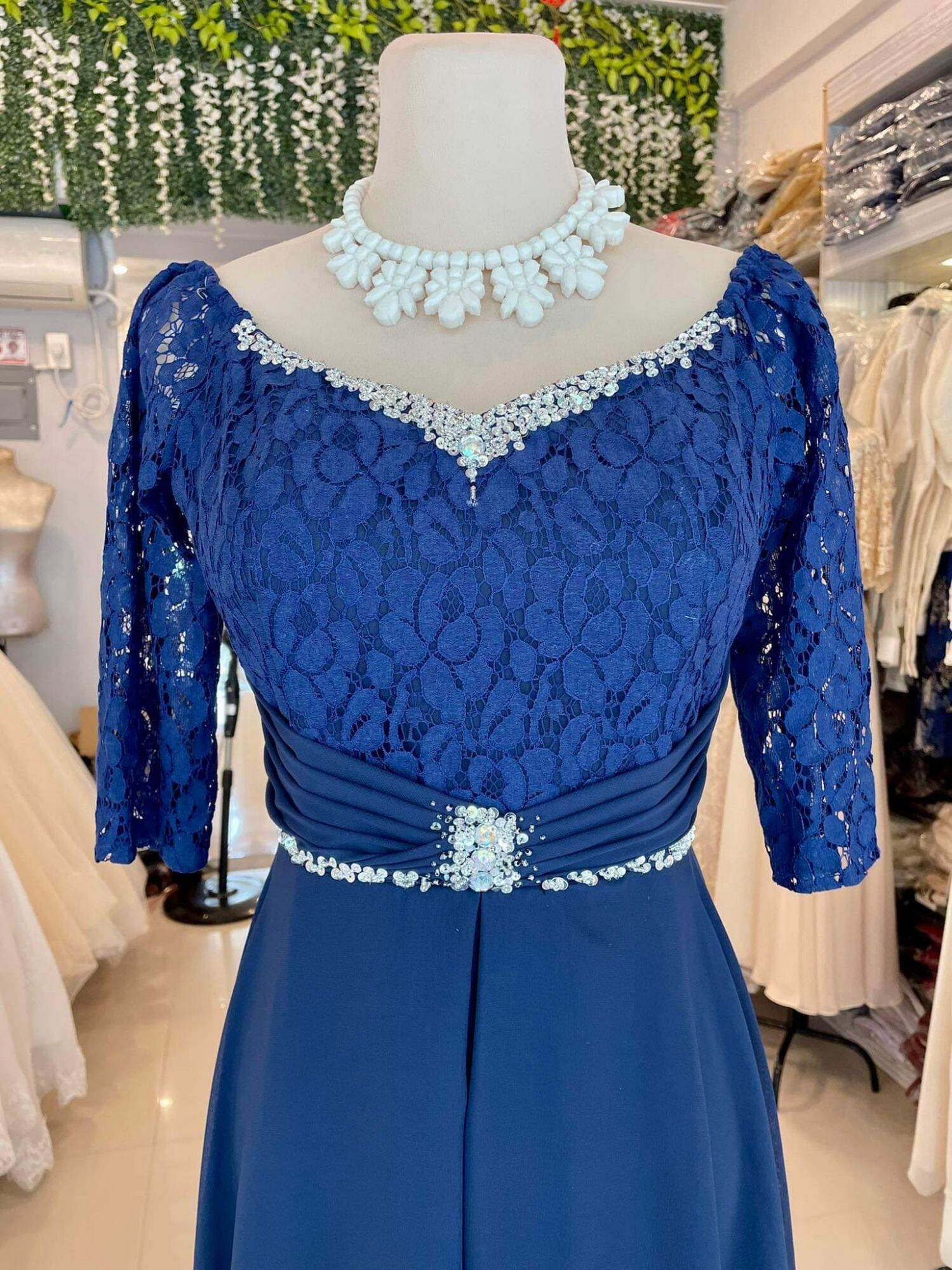 Royal blue gown top for principal sponsor