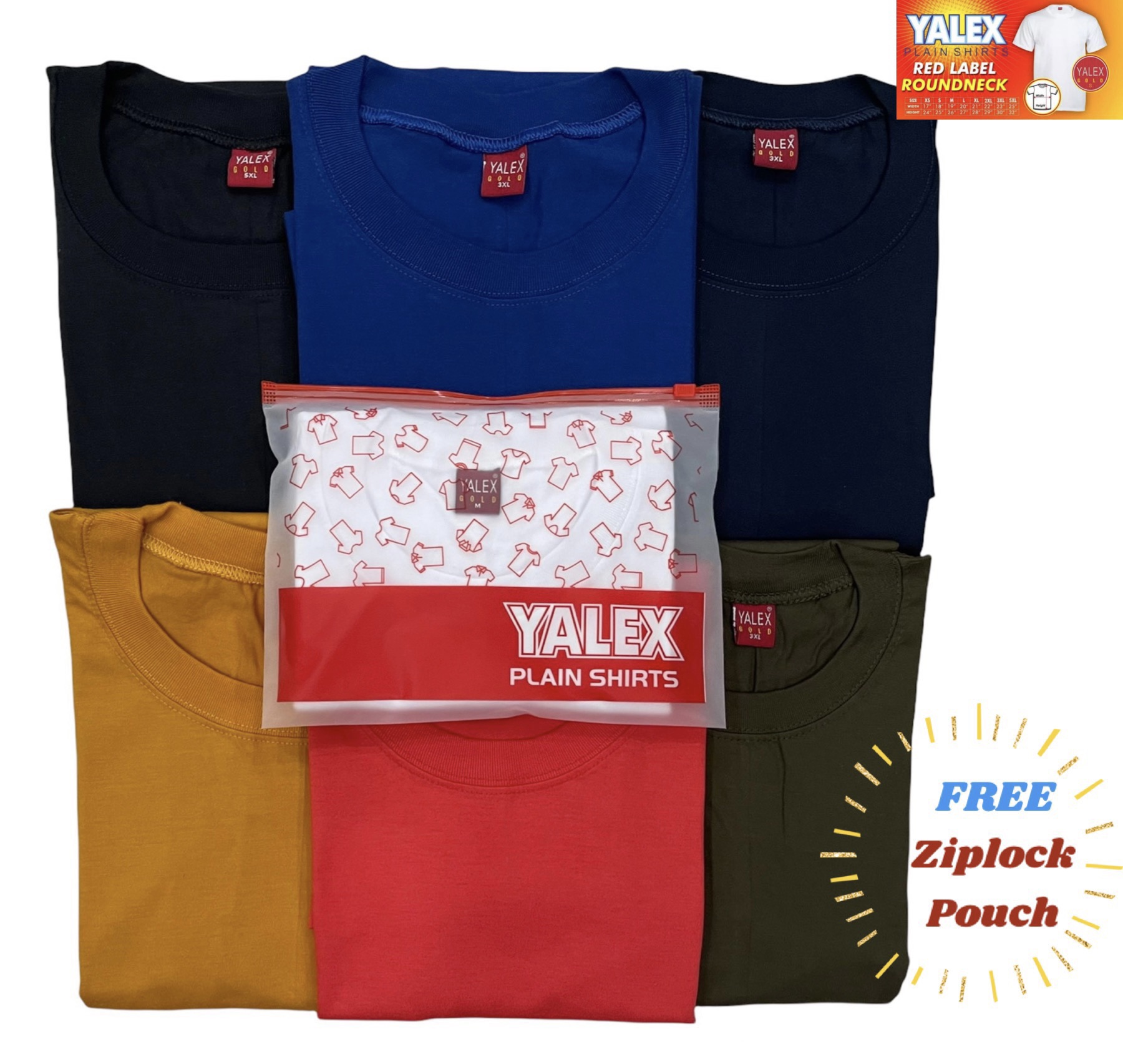 Yalex Red Label Unisex Round Neck Plain Shirts - Light Colors