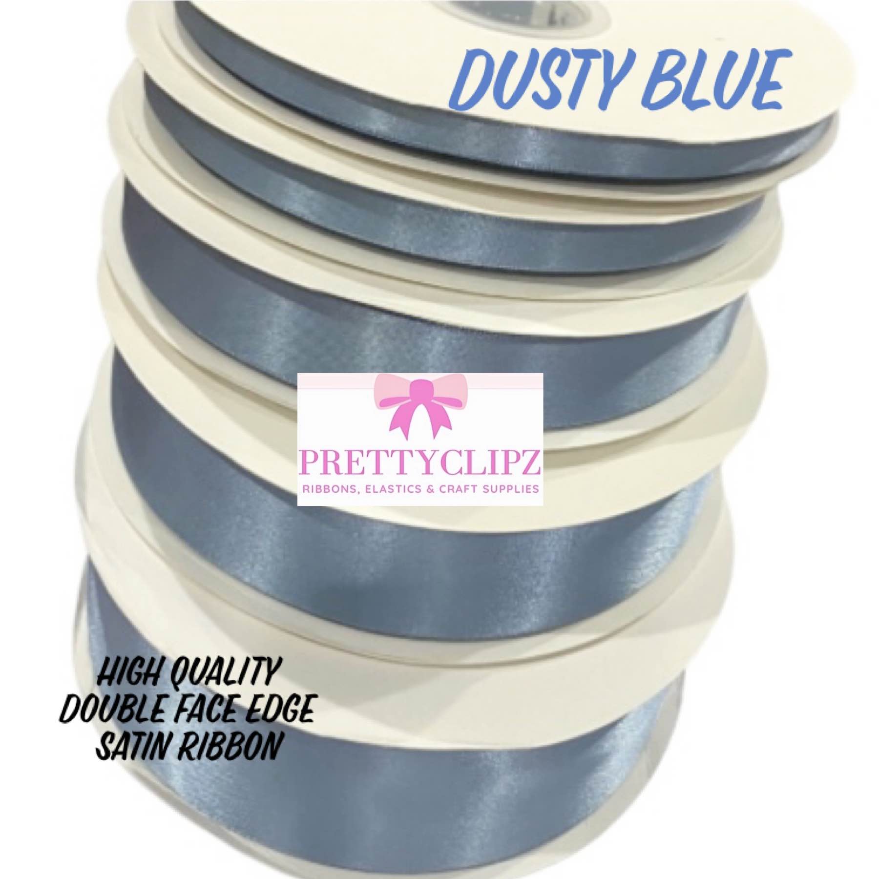 Dusty Blue Double Face Edge Satin Ribbon High Quality 25Y & 50Y