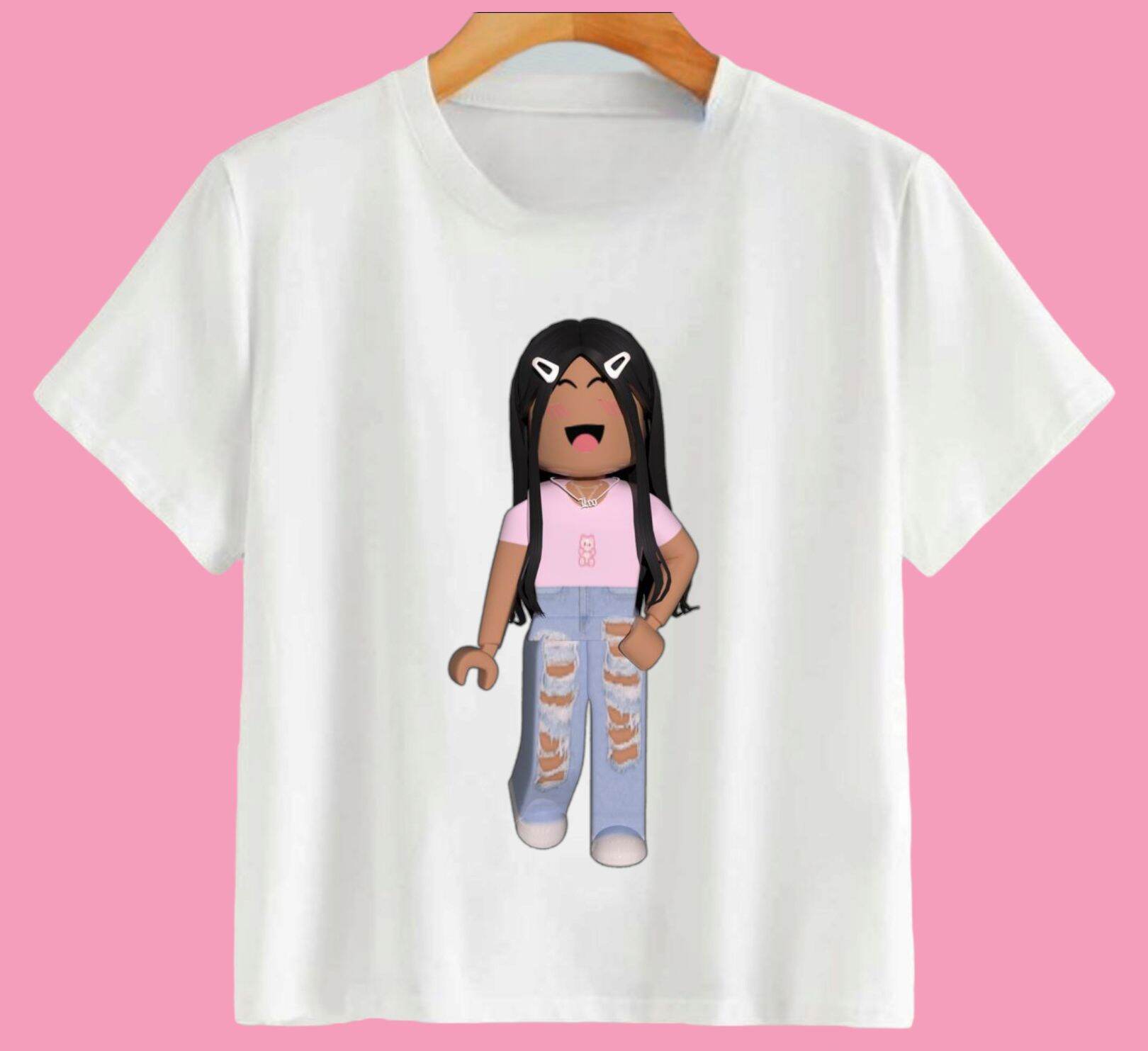 ROBLOX GIRL WHITE SHIRT FOR KIDS AND ADULTS. SUBLIMATION PRINT