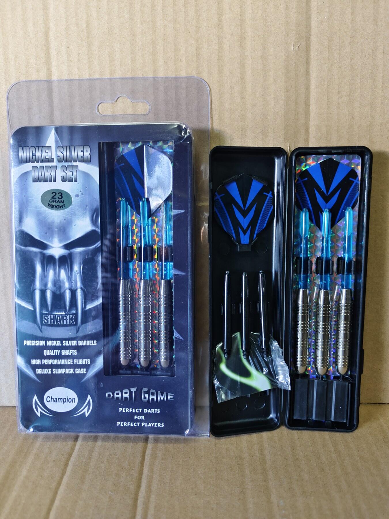 CHAMPION SHARK Brass Nickel Silver Dart Set with Accessories