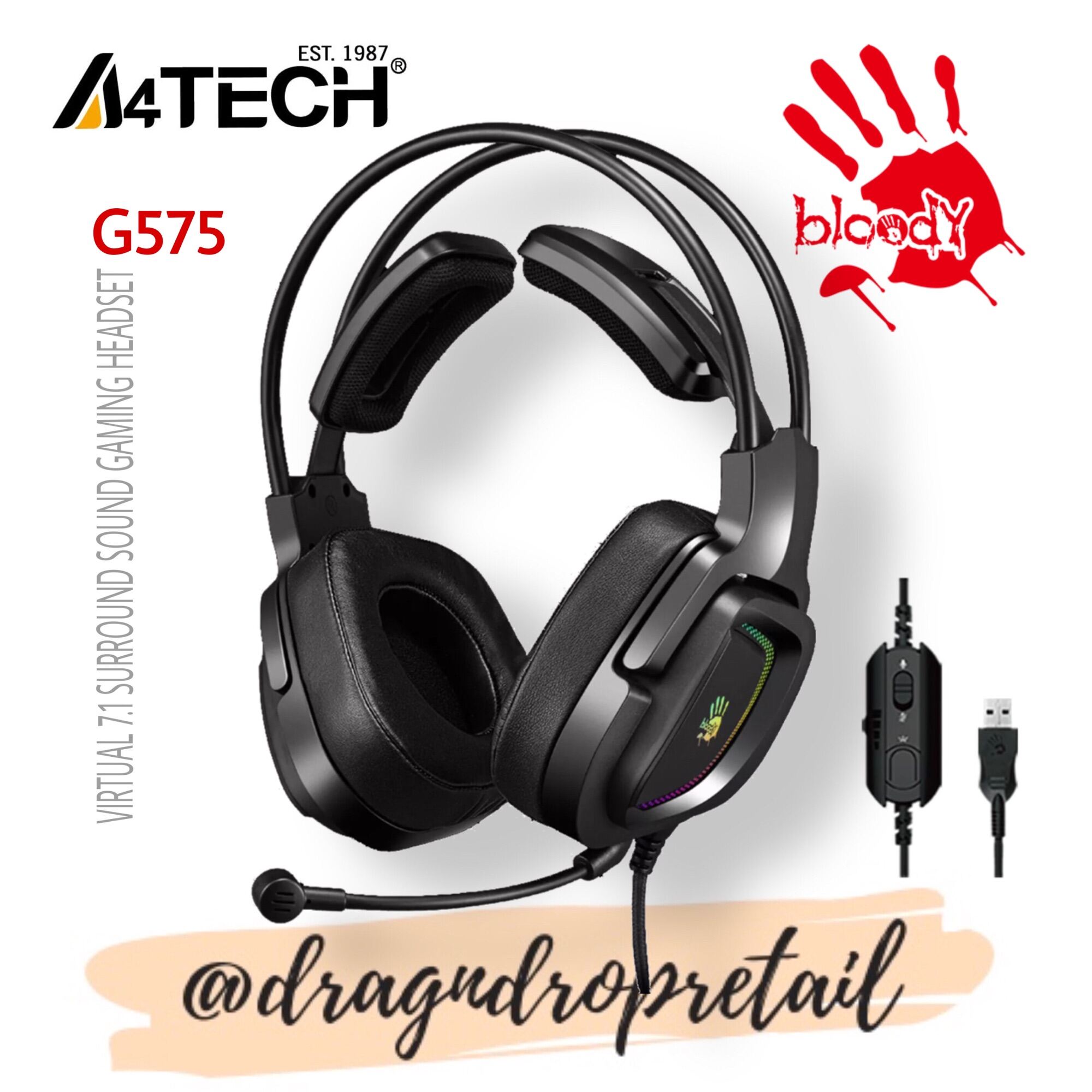 A4TECH BLOODY G575 RGB Gaming Headset with 7.1 Surround Sound