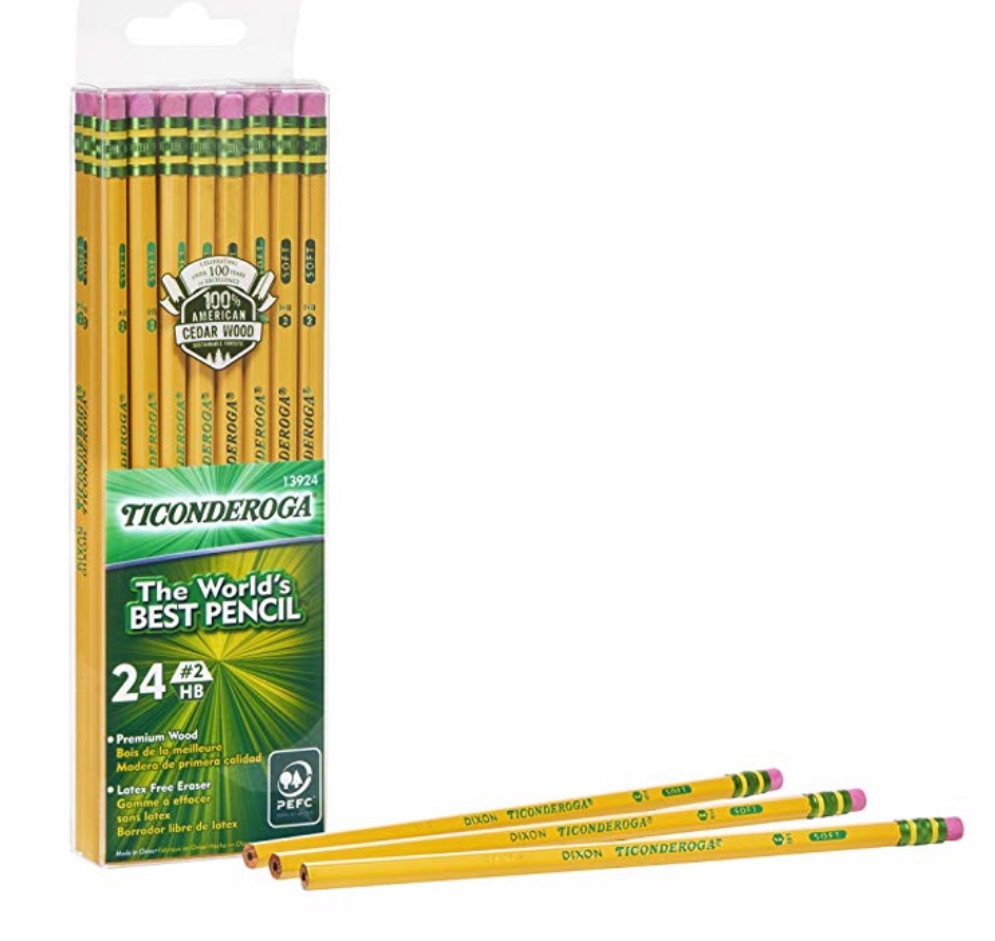 Ticonderoga Number 2 Soft Pencils, Wood-Cased Graphite Black Pencil, 12  Count