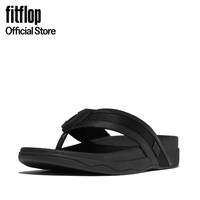 FITFLOP MEN SURFER MENS LEATHER/MESH TOE-POST SANDALS - ALL BLACK (JI3-090)