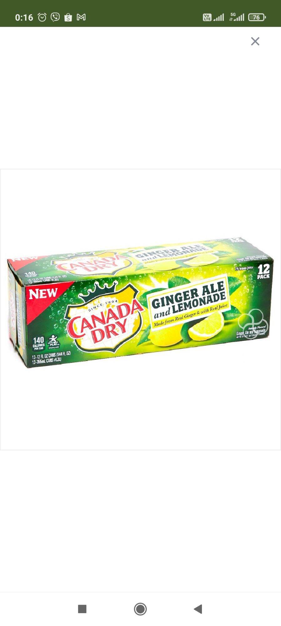 Canada Dry Ginger Ale and Lemonade Zero Sugar in Can 355 ml x 12