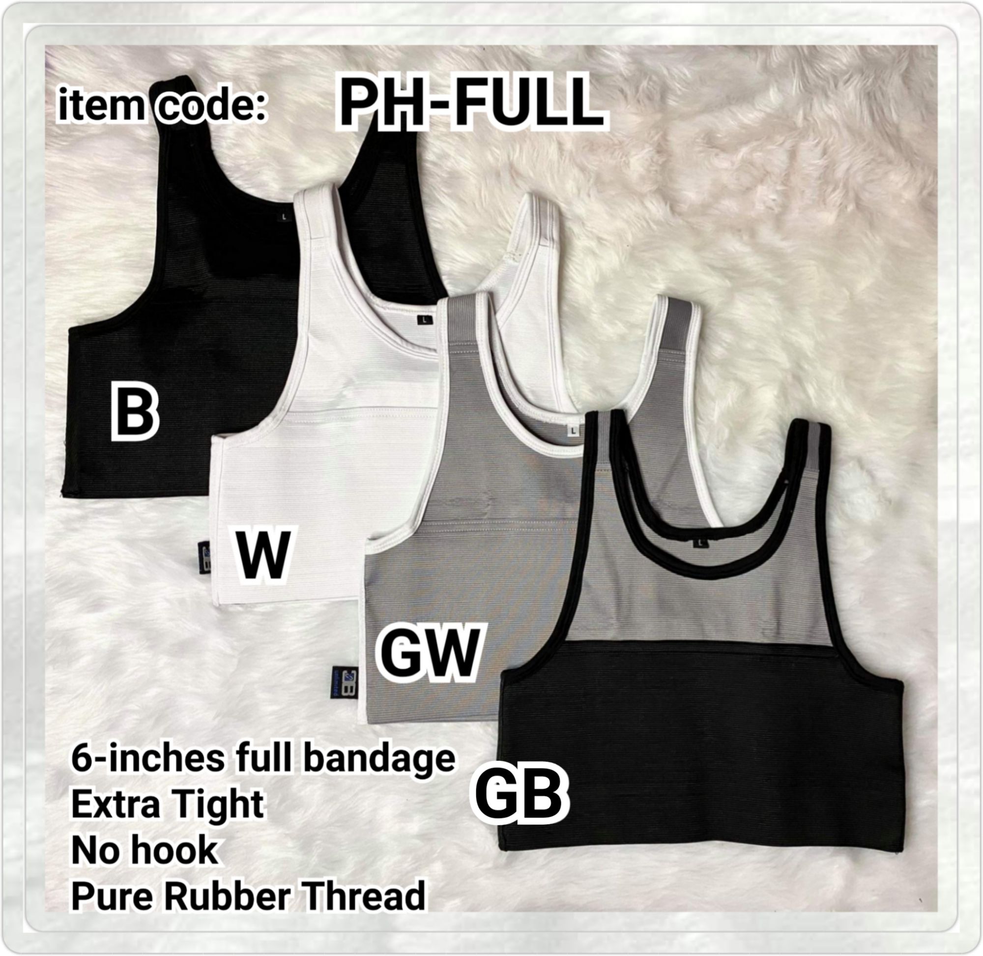 6-Inches Full Bandage Rubber Thread Extra Tight Half Binder