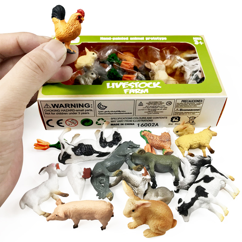 Small Mini Farm Ranch Poultry Animal Manor Set Cognitive Model Toy  Simulation Chicken Duck Cattle Sheep Rabbit | Lazada PH