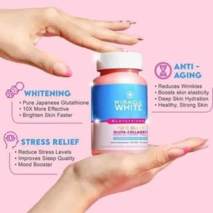 miracle white glutathione fda MIRACLE WHITE PURE GLOW Japanese Sakura GLUTATHIONE 30 capsules FDA APPROVED Glutathione Capsules For Skin Whitening - Lazada